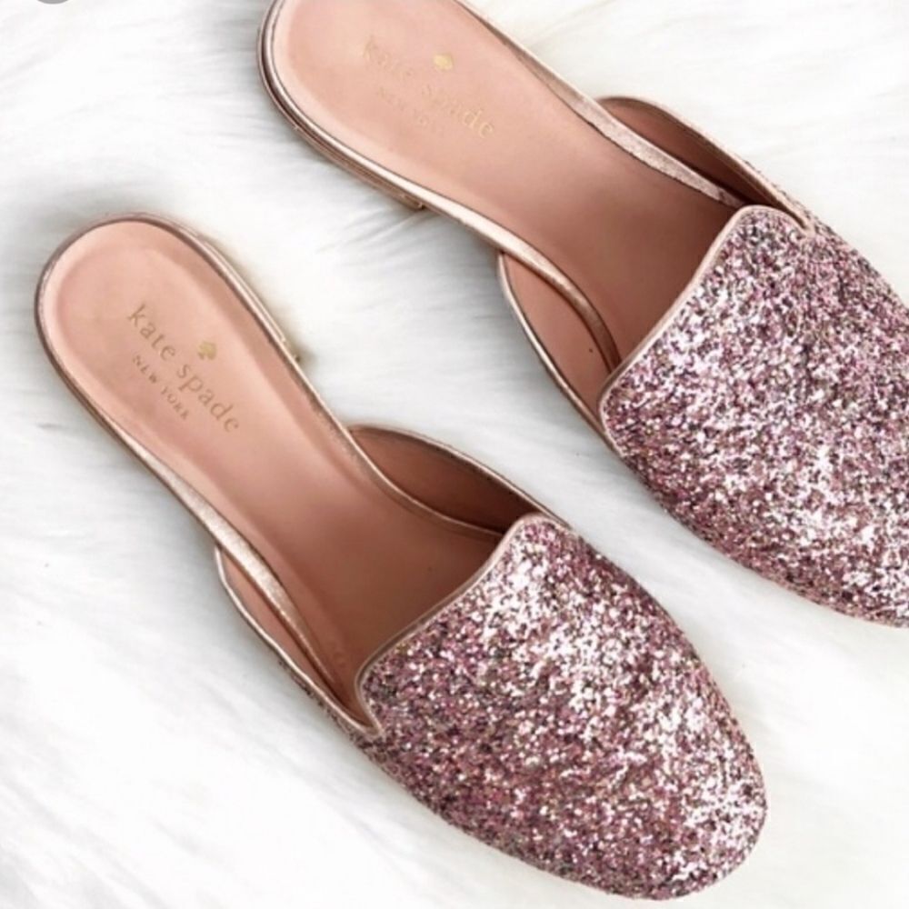 Kate Spade Gowen Pink Glitter Glitz‎ and Glam Slip-on Mules 8.5